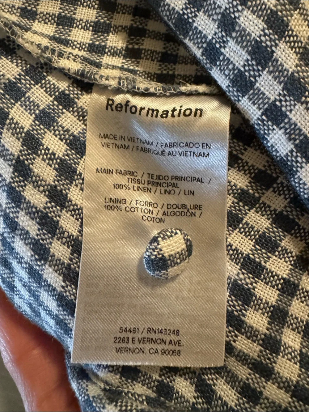 Reformation Ryan Linen Gingham Halter Jumpsuit NWT